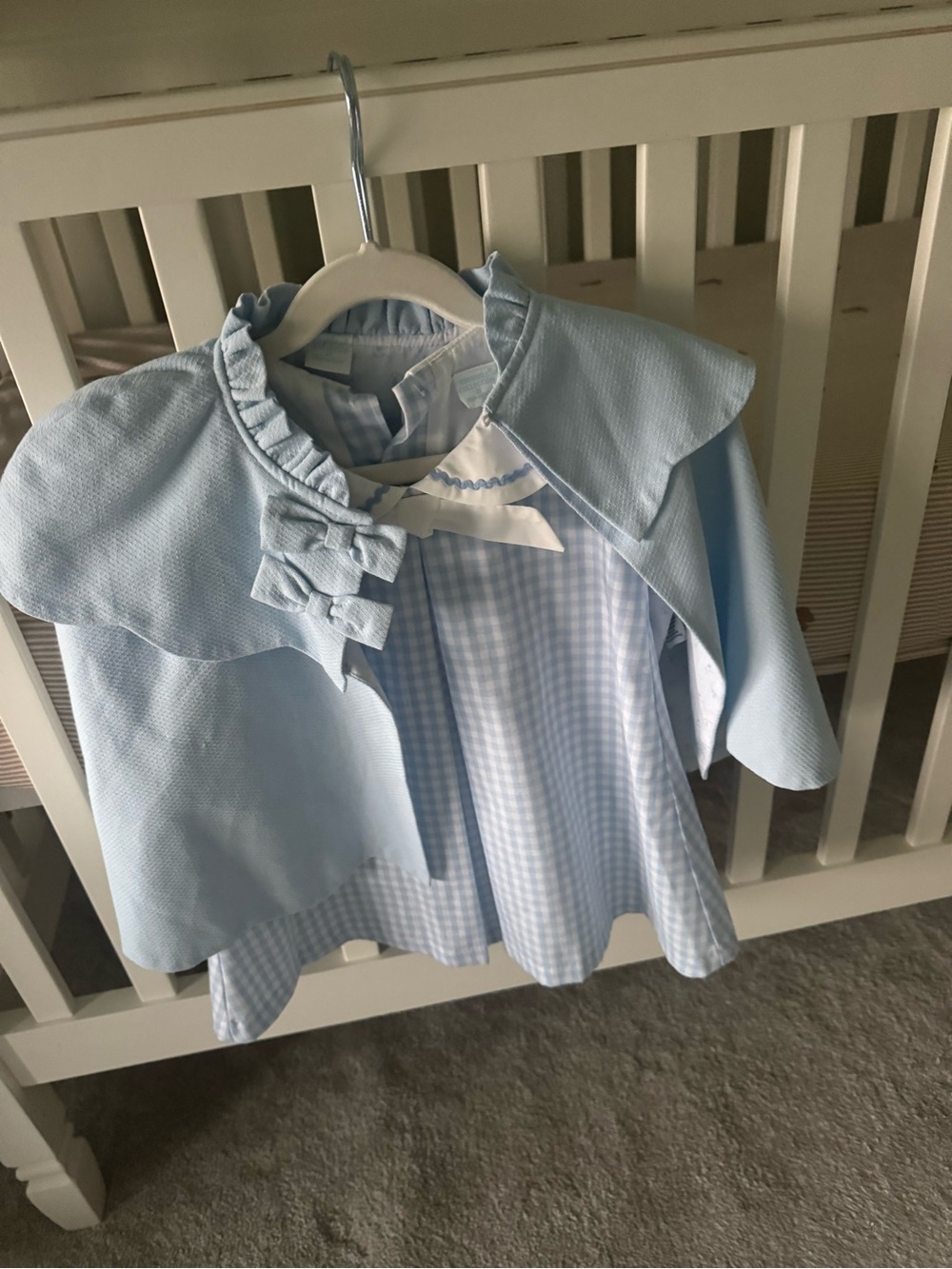 Dillards Broke Brooke Collab Light Blue Girls' Gingham Dress with Matching Cape